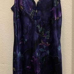 California Dynasty Navy and Purple Slip Dress - Size Medium - Excellent Condition 💟🦋💙