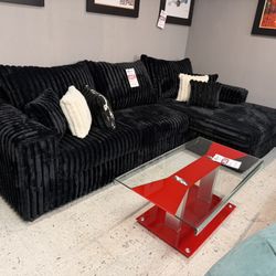 Black Fabric Sectional 