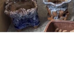 Set Of 2 Ceramic Succulent Plant Pot Container Vase  Planter Jar