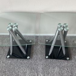 ✨ Modern Glass Living Room Table Set – 3-Piece (Like New!) ✨