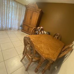 Large Dining Table With 6 Chairs And Leaf Insert Included And Very Large TV stand Storage Cabinet