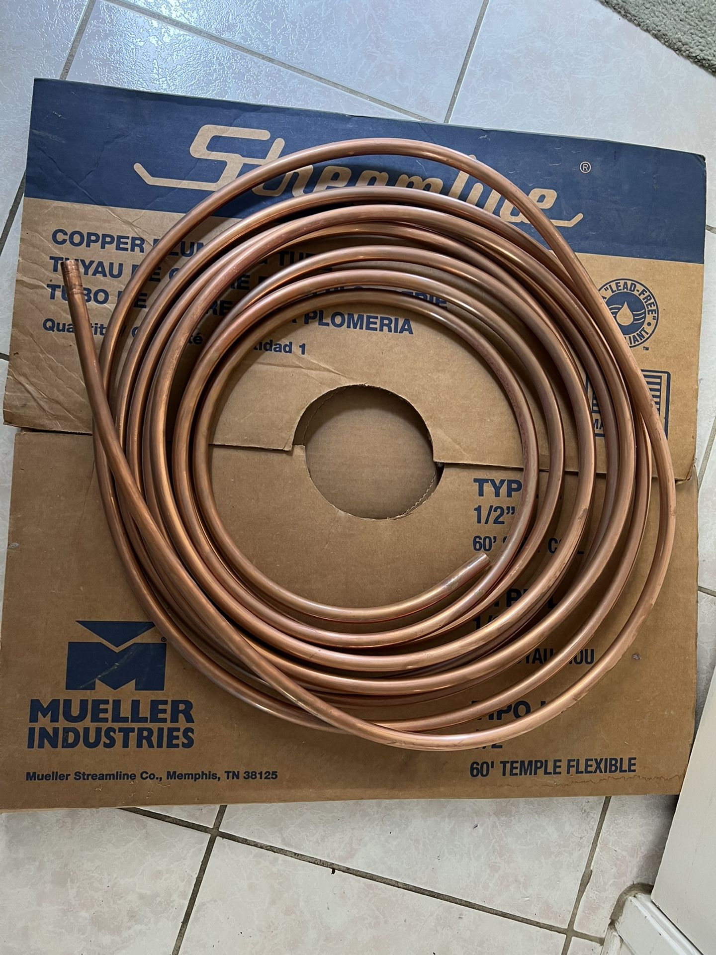 Flexible Copper Tubing 1/2” and 3/4”