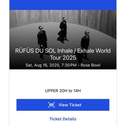 Rufus Ticket For Sale 