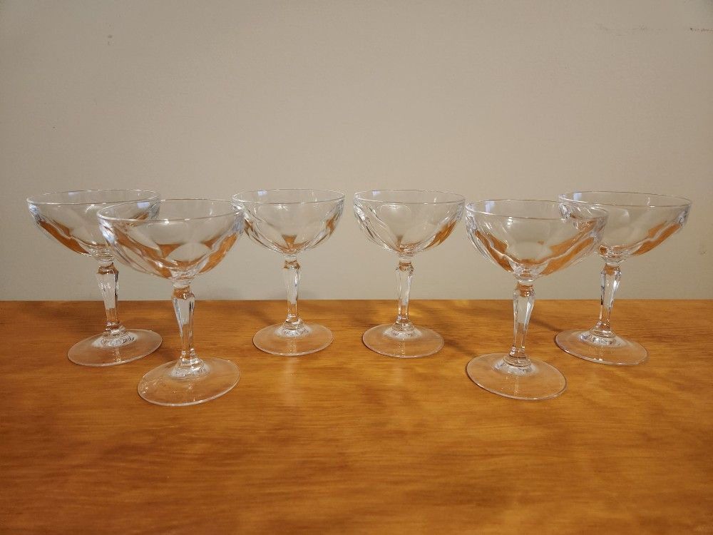 VINTAGE French Cristal d' Arques ~ Crystal Champagne/Sherbet Glasses ~ Washington Pattern