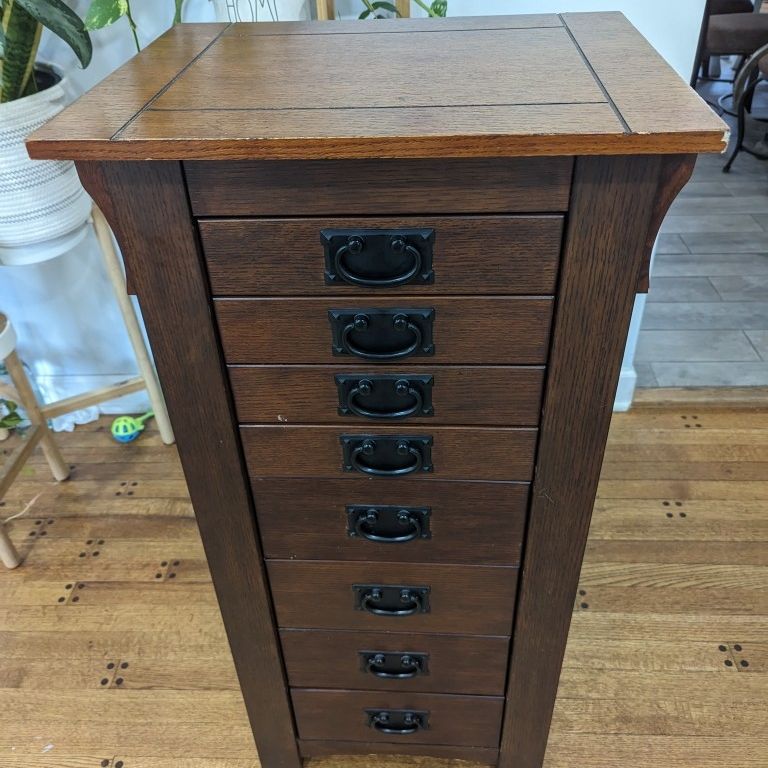 Powell 255 gray mission sale oak jewelry armoire