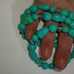 Set Of 3 Stretchy Turquoise Colored Fashion Bracelets 