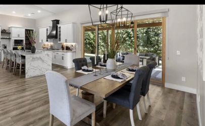 Magnolia Home Dining Table + 6 Chairs | Large 8-Ft Farmhouse Dining Set