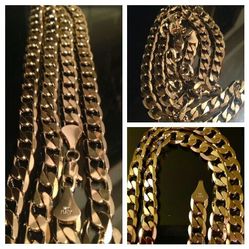14k Italian Gold Plated 30"/16MM Flat Cuban Link