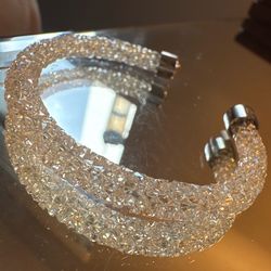 Swarovski Crystaldust White Crystal & Silver Cuff Bracelet