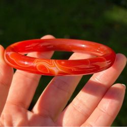 57.5mm inner diameter‎ banded druzy carnelian skinny bangle 0756