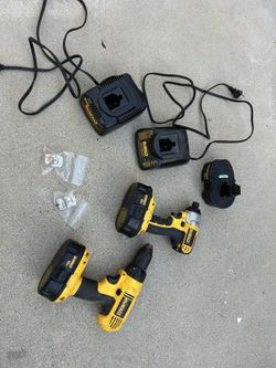 Dewalt Drills And Batteries And Charges 