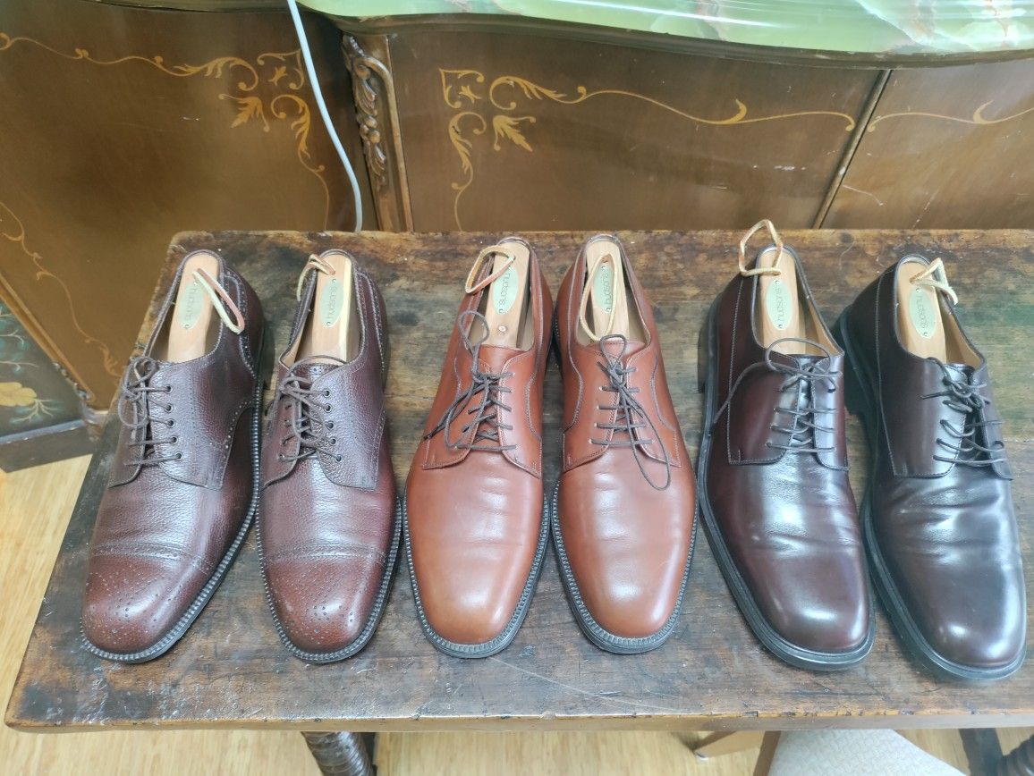 2 Pairs Salvatore Ferragamo Men's Dress Shoes Size 9.5E & 10D Made In Italy