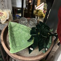 Large Christmas Tree Serving Dish Platter Bowl