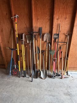 Large Yard Tool Lot – Shovels, Rakes, Pickaxe, Sledge, Loppers – ALL TOGETHER Yard Work Lot