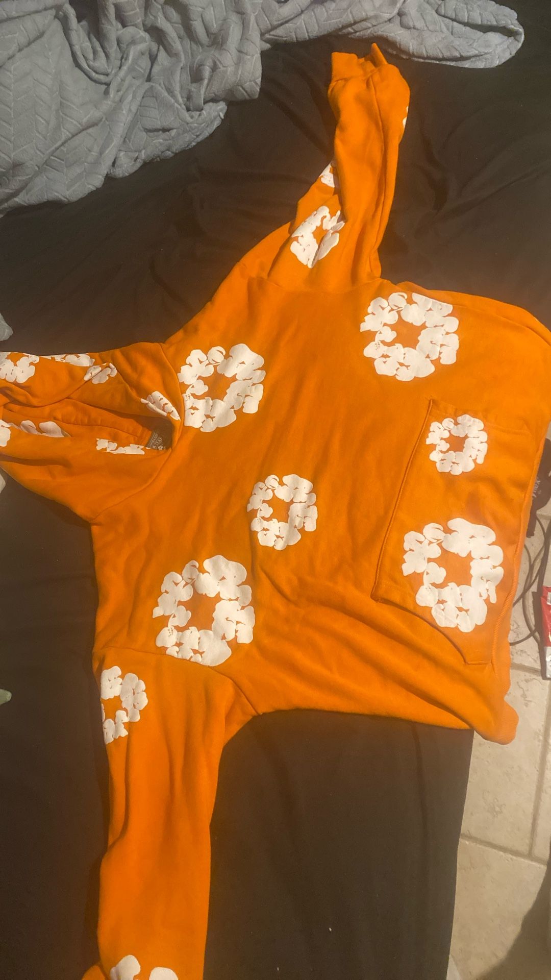 Orange Denim Tear Hoodie Size M