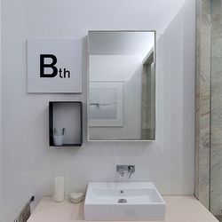 26"x38" Modern Wall Mirror, Wall Mounted Rectangular Vanity Mirror with Brushed Aluminum Alloy Frame, for Bathroom, Washrooms, Living Rooms - Silver