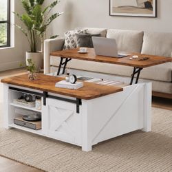 White Farmhouse Lift Top Coffee Table