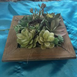 Faux Succulent Wall Decor Green Plant Wood Frame Ne