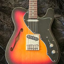 Fender Telecaster Thin Line Deluxe Semi Hollow Body Electric Guitar 6 String Tele With Hard Shell Case 3 tone Sunburst