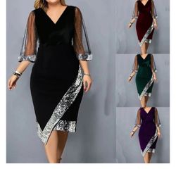 Rosegal Dress Moon Star Sequin Dress 2XL