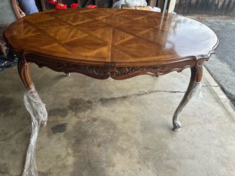 Brown French Provincial Round Dining Table