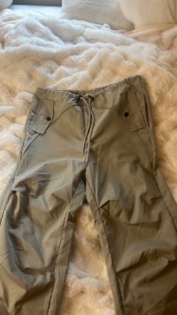 Olive Green Cargo Parachute Pants low waist