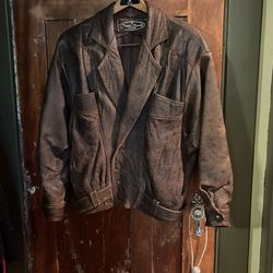 Brown Distressed Leather Jacket-women’s,