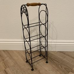 Pier 1 Metal 4 Bottle Dark Brown Wine Rack