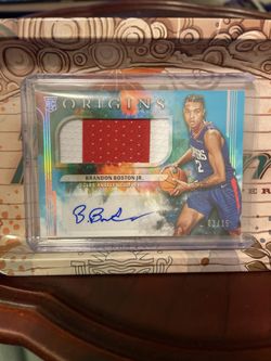 Brandon Boston Jr. 2021/22 Origins Auto Autograph Patch RC 3/15 Clippers