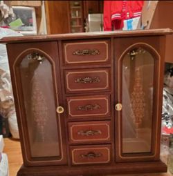 Big old vintage wood jewelry box