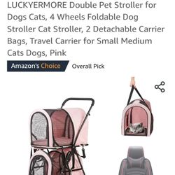 Pink & Black Double Stroller In Box