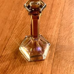 Vintage Marigold Iridescent Glass Candle Holder Orange 7” Tall