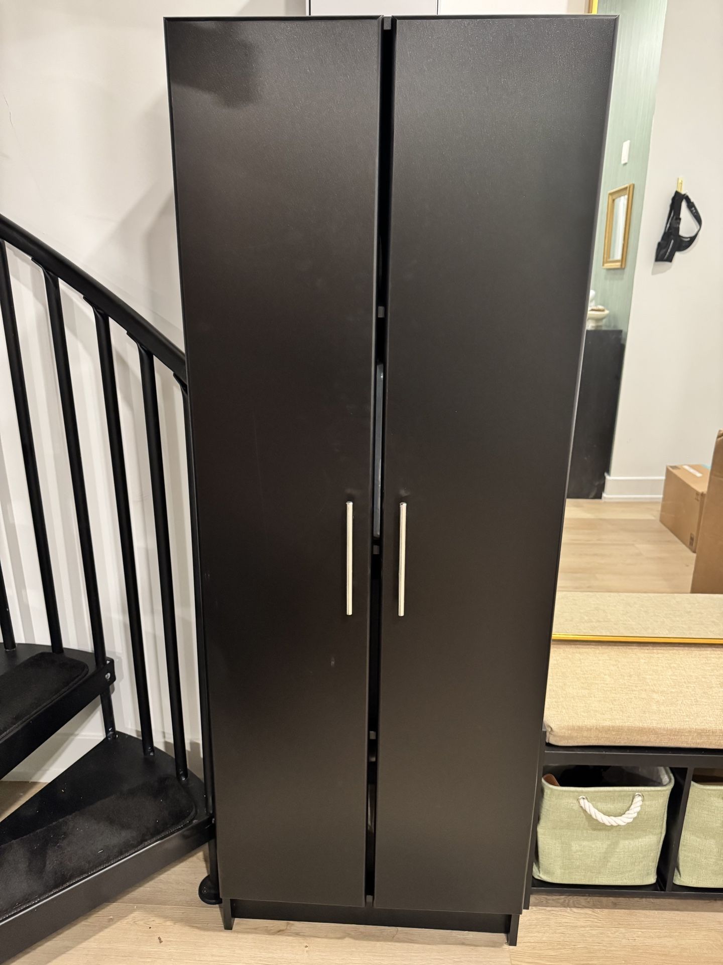 Prepac Elite Black 24" Universal Pantry, Linen, Laundry, Tool Freestanding Storage Closet Cabinet