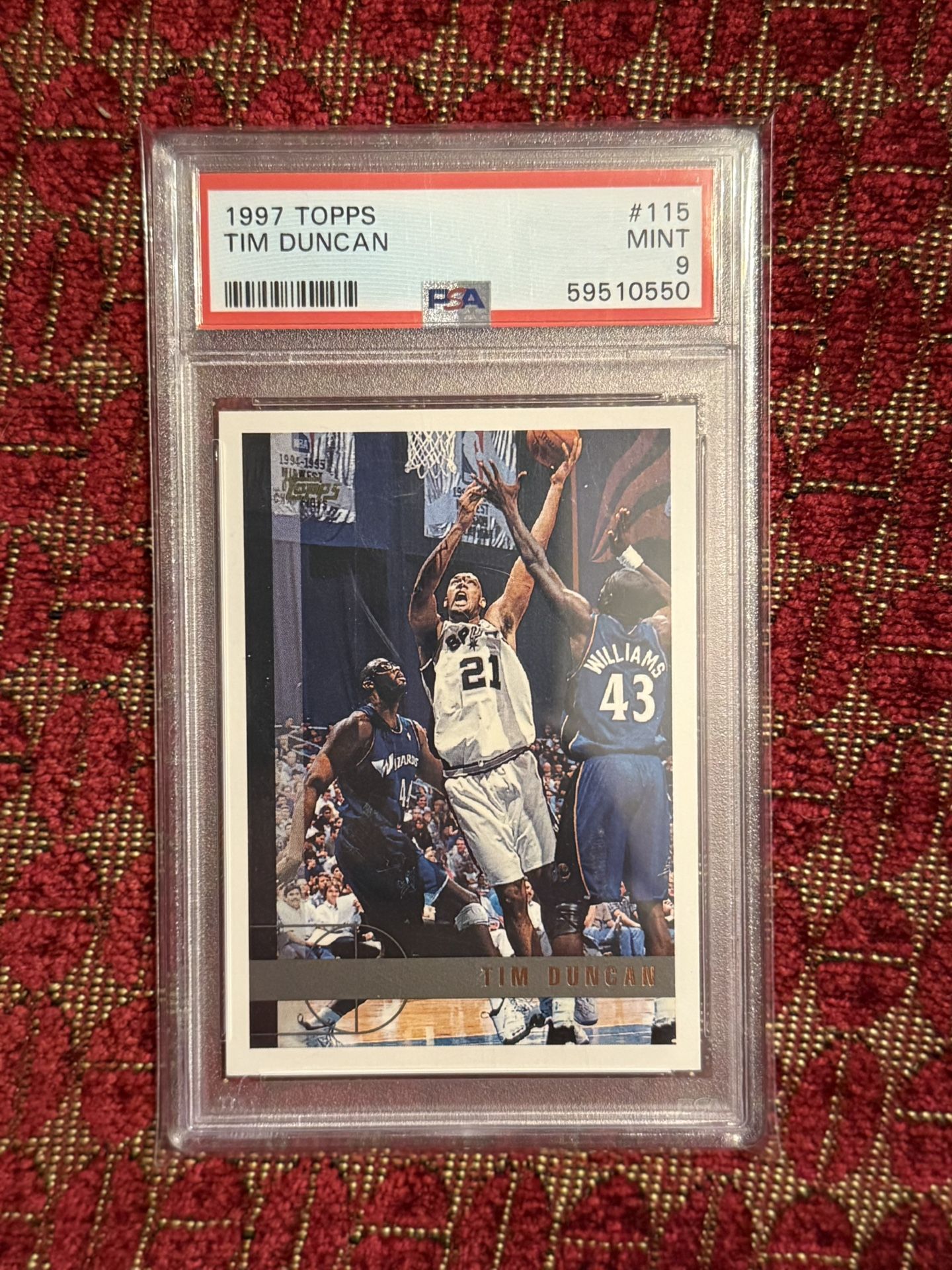 1997-98 Topps Tim Duncan #115 (RC) PSA MINT 9