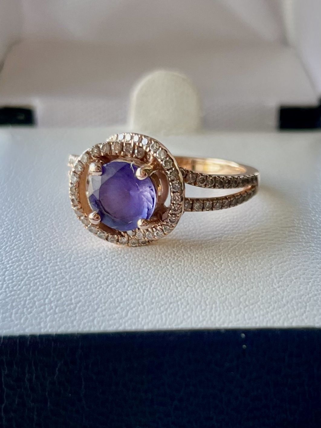 Le Vian Tanzanite 1.2cts 3/8cts Diamond 14K Strawberry Gold