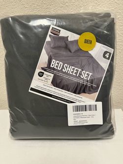 (4) - Piece -Queen - Gray  Sheet Set - (New)