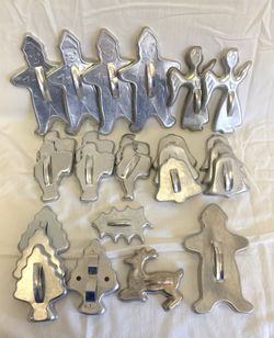 Aluminum Christmas Cookie Cutters (25) with handles 1960’s