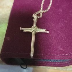 23 Inch 18k  Gold Filled Cross Made Of Nails Very Beautiful
