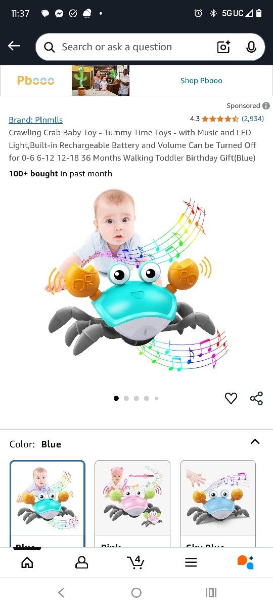 NEW IN BOX. WALKING CRAB, PLAYS MUSIC ๐ถ ETC. SEE PHOTOS. CASH PICKUP ONLY