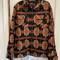 Nomad by Craft & Flow Men's Aztec Twill Shacket Shirt Size M