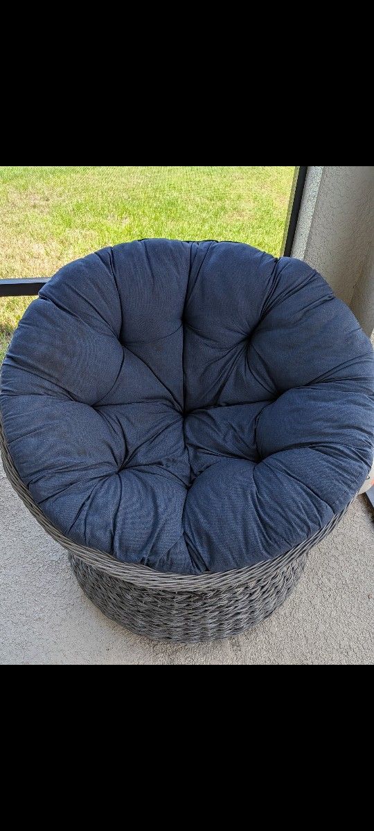 Rotating wicker Papasan Chair With Cushion