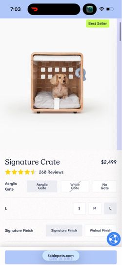 Fable Dog Crate Size L