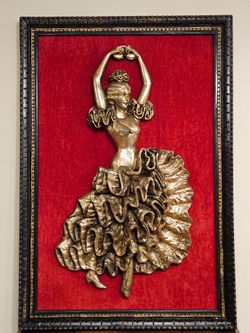 Large MCM Framed 3D Wall Sculpture Of A Flamenco Dancer