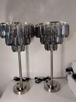 Traditional Contemporary Clear / Smoke Faux Crystal Shade 28”Table Lamp 736