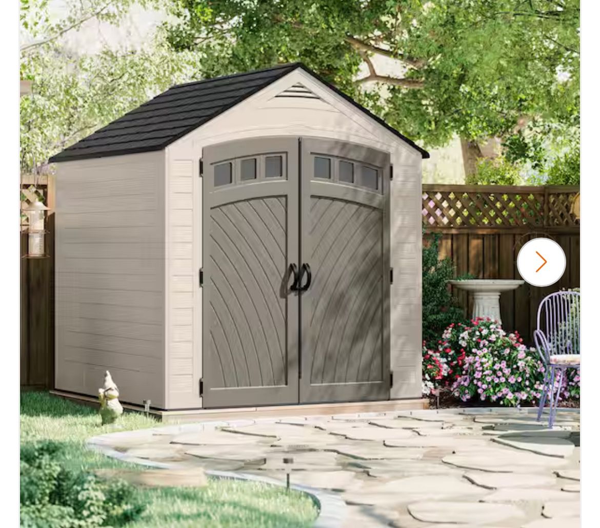 Suncast Vista 7 ft. W x 7 ft. D Plastic Resin Storage Shed with Floor (50 sq. ft.) in Colonnade (Beige)