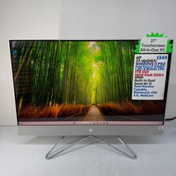 HP 27-dp0167c 27" 1920x1080 Touchscreen All-in-One PC i7-1065G7 Windows 11 Pro PC 1TB SSD 16GB RAM
