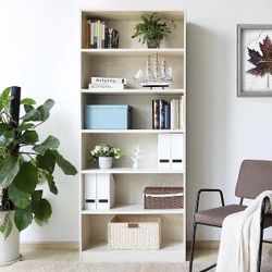 New Off White 6 Shelf Bookcase