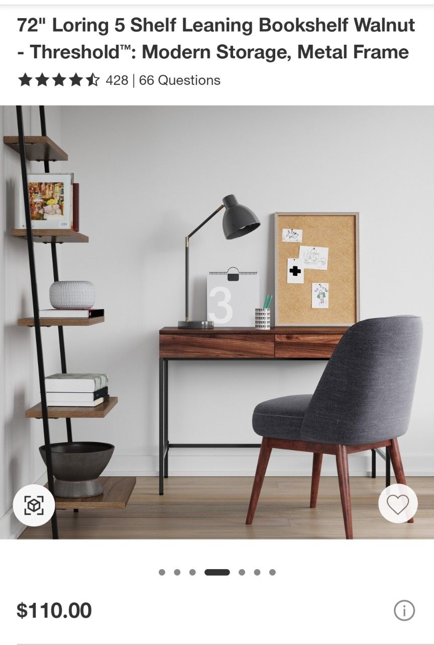 Loring Walnut Writing Desk and Ladder Bookcase