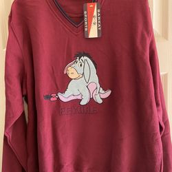 Disney Eeyore Burgundy Sweatshirt New