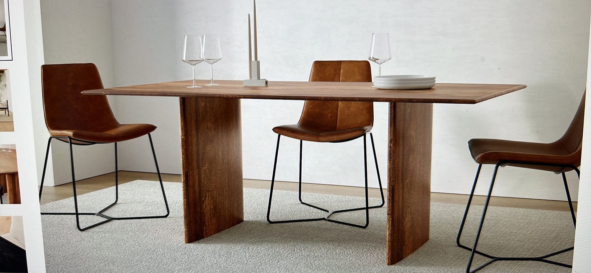 West Elm Anton Solid Wood Dining Table Brand New In box 72” Burnt Wax